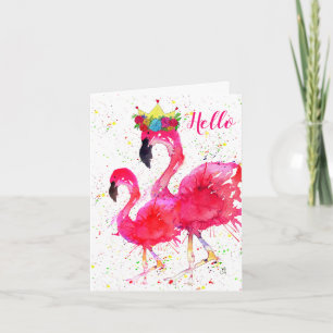 Carte de voeux Flamant rose rose mignonne et color