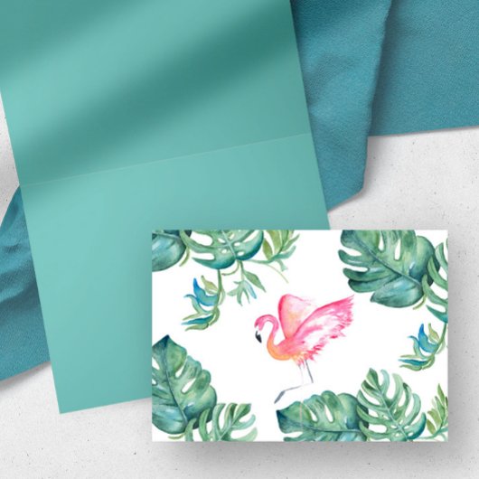 Carte de voeux Flamant rose rose tropical