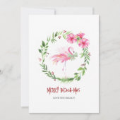 Carte de vœux Flamant Rose Tropical pour Noël (Devant)