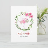 Carte de vœux Flamant Rose Tropical pour Noël (Debout devant)