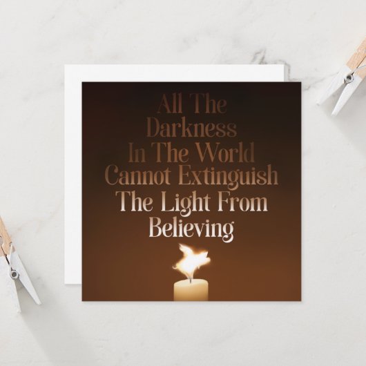 Carte de voeux Flat Chandelle Flame Pig Flat (Devant/Arrière en situation)