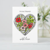 carte de vœux fleur avec amour (Debout devant)