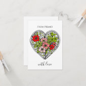 carte de vœux fleur avec amour (Devant/Arrière en situation)