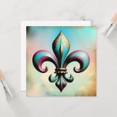 Carte de voeux Fleur de lis (Devant/Arrière en situation)