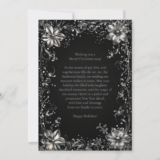Carte de voeux Fleur de Noël Argent (Dos)