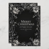 Carte de voeux Fleur de Noël Argent (Devant / Derrière)