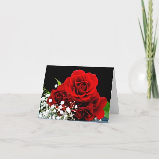 Carte de vœux fleur de rose rouge (Devant)