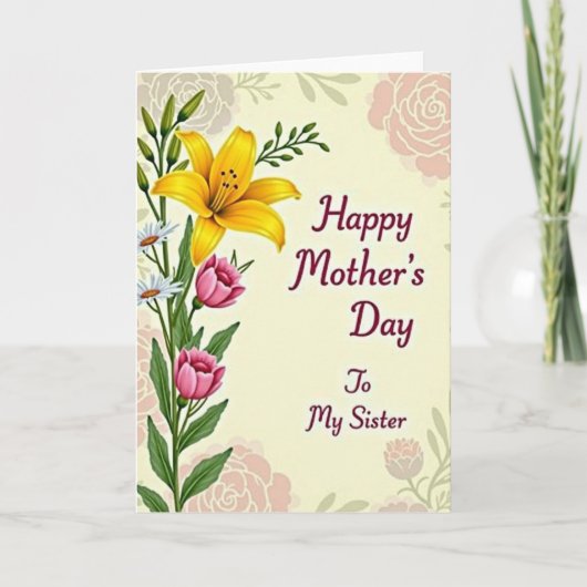 Carte de vœux Fleur délicate rayée (Devant)