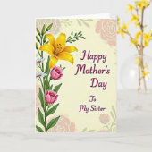 Carte de vœux Fleur délicate rayée (Fleur jaune)