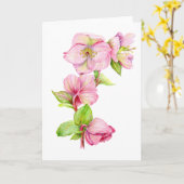 Carte de vœux - Fleur d'hellébore rose (Fleur jaune)