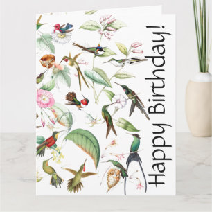Carte de voeux Fleur d'Oiseau de colibri Floral B 