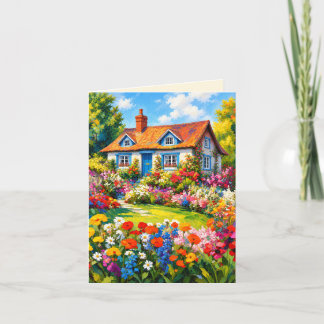 Carte de vœux Fleurs de jardin de maison de campag