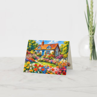 Carte de vœux Fleurs de jardin de maison de campag