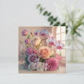Carte de voeux Fleurs de Printemps 3D avec Roses (Debout devant)