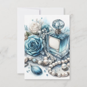 carte de vœux fleurs et parfum bleu