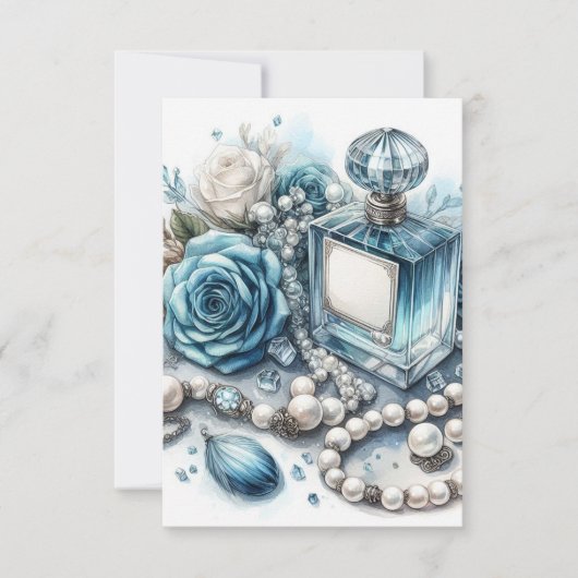 carte de vœux fleurs et parfum bleu (Devant)