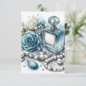 carte de vœux fleurs et parfum bleu (Debout devant)