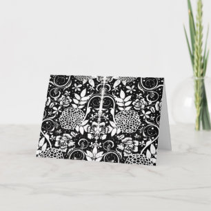 Carte de voeux Fleurs florales noires et blanches