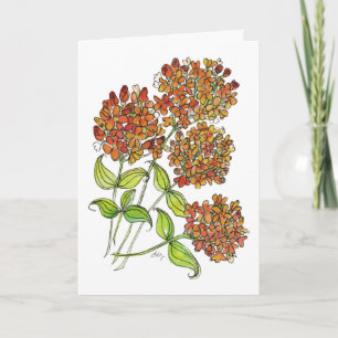 Carte de vœux - Fleurs papillon orange et jaune