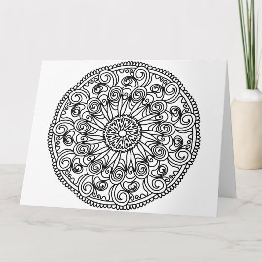 carte de vœux fleurs tourbillonnantes à colorier (Devant)