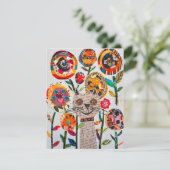 Carte de voeux Floral Mélangé Cat (Debout devant)