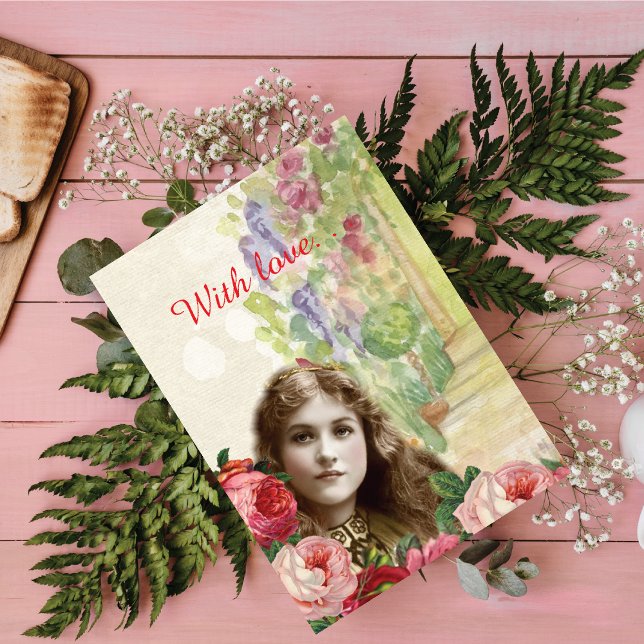 Carte de voeux Floral pour femme Rose Victorian Ca (Créateur téléchargé)