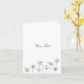 Carte de vœux florale à ligne noire remerciement (Fleur jaune)