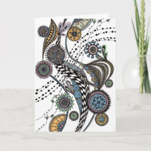 Carte de vœux florale abstraite Zentangle vierge