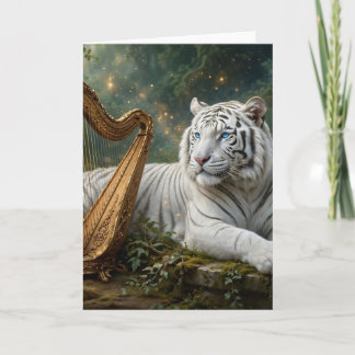 Carte de vœux florale au tigre blanc