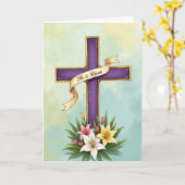Carte de vœux florale Croix Violette (Fleur jaune)