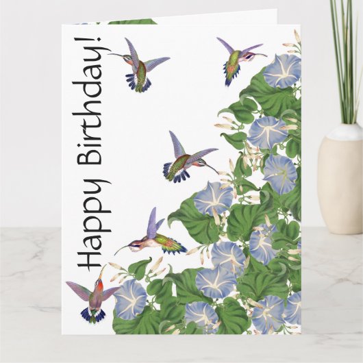 Carte de voeux florale de B'day de fleur d'oiseau (Devant)