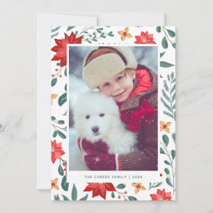 Carte de vœux florale de Noël   Carte photo de vac