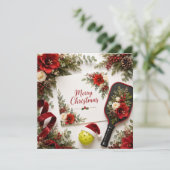 Carte de vœux florale de Noël Pickleball | (Debout devant)