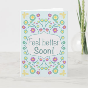 Carte de vœux florale et verte pour un prompt réta