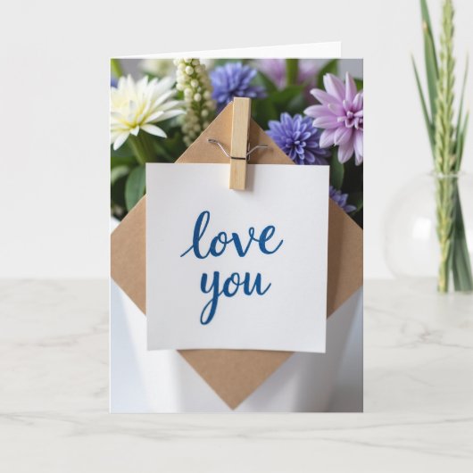 Carte de vœux florale Je t'aime (Devant)