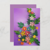 Carte de vœux florale joyeuse aux teintes roses (Devant / Derrière)