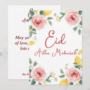 Carte de vœux florale moderne Eid Al Adha Moubarak