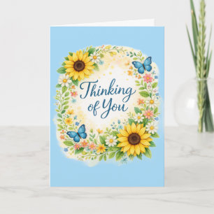 Carte de vœux florale Tournesol Pensées pour toi