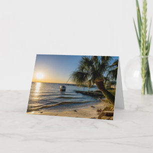 Carte de voeux Floride Leaning Palm Tree Sunset
