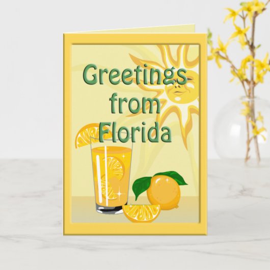 Carte de voeux Floride Sunshine & Oranges (Fleur jaune)