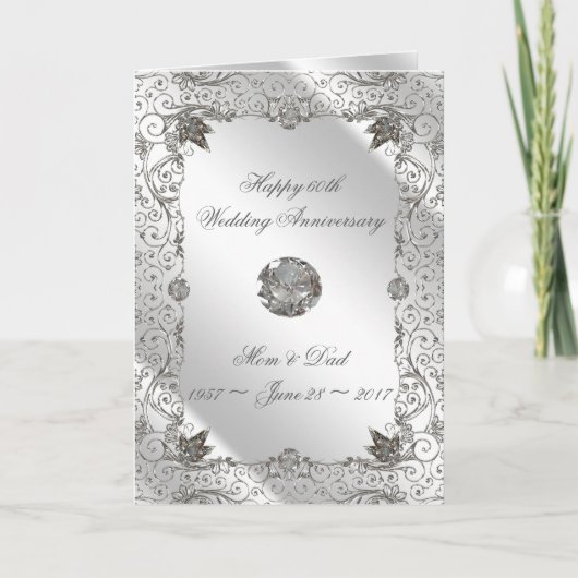 Carte de voeux Flourish Diamond 60e Anniversaire (Devant)