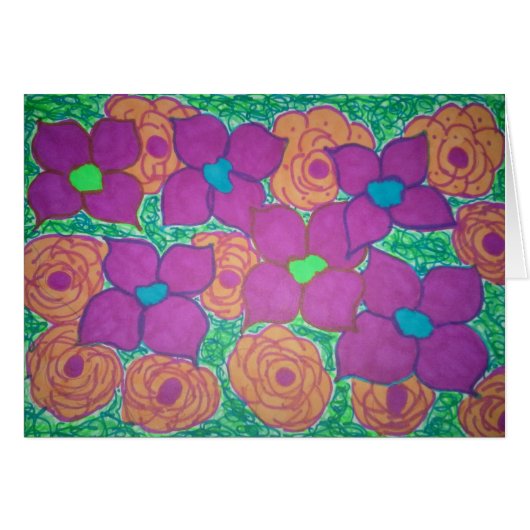Carte de voeux Flower Art coloré (Devant horizontal)