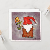 Carte de voeux Flower Tomte Watercolor (Devant/Arrière en situation)
