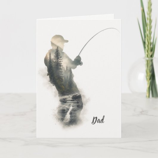 Carte de vœux "Flyfisherman Double Exposure" (Devant)