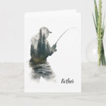 Carte de vœux "Flyfisherman Double Exposure"