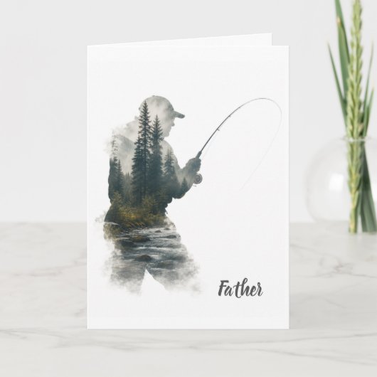 Carte de vœux "Flyfisherman Double Exposure" (Devant)