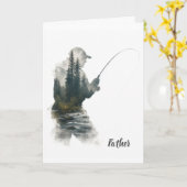 Carte de vœux "Flyfisherman Double Exposure" (Fleur jaune)