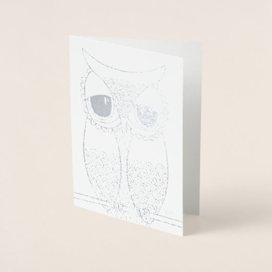 Carte de voeux FOIL ARGENT TRANSFER Chouette Toujo (Devant)