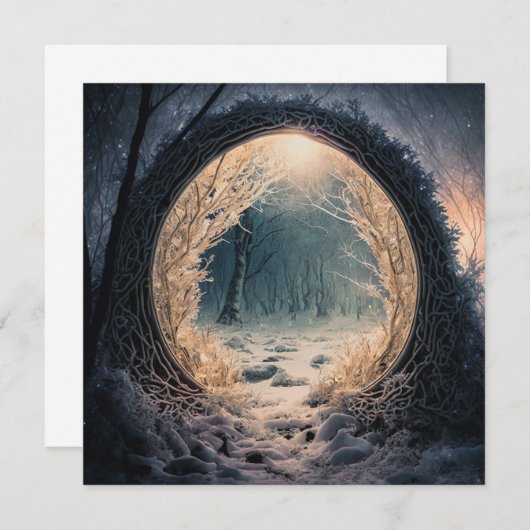 Carte de voeux forestière enchantée (Devant / Derrière)