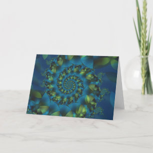 Carte de voeux Fractale Blue & Green Spiral
